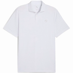 Fashion-Forward Look Structured silhouette Puma MATTR Houndstooth Polo Shirt - White Glow