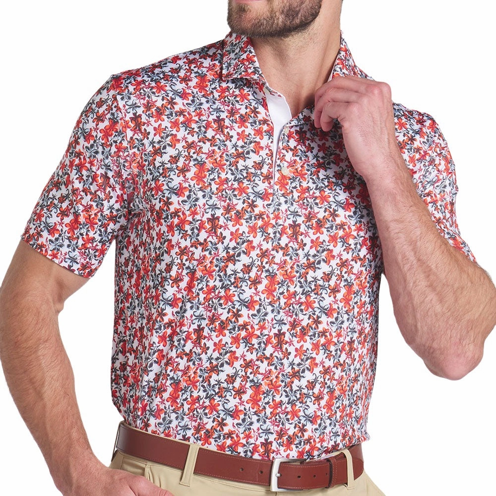 Weekend Wear Layered Collar Structure Puma MATTR Lillie Polo Shirt - Intense Red/Silver Sky