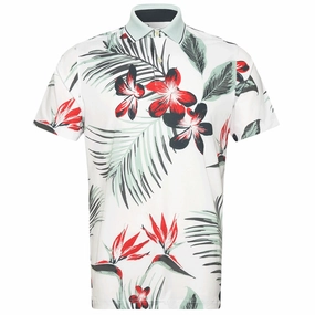Hiking durability Puma MATTR Luau Polo Shirt - White Glow/Red Fire