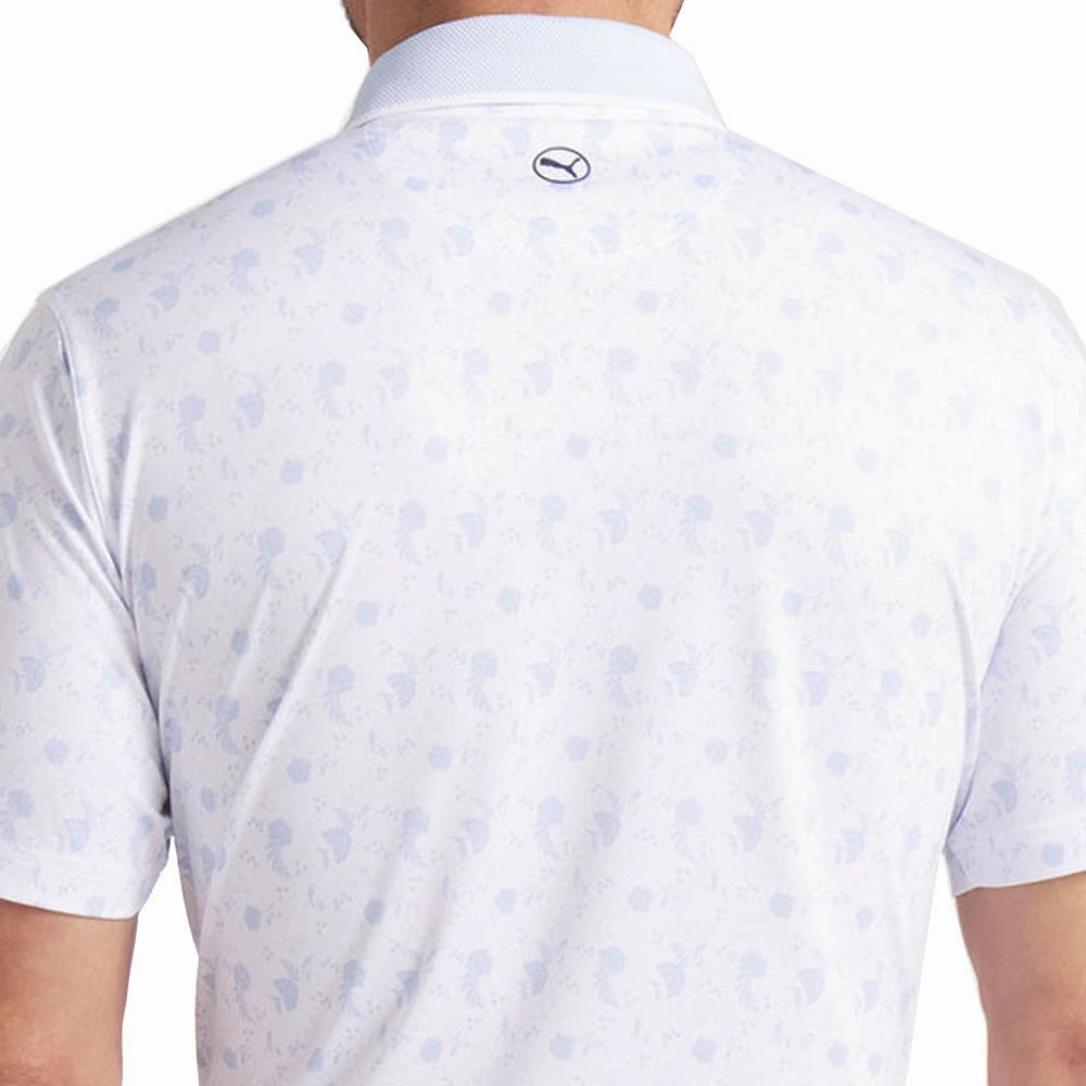 Urban Look Pre Shrunk Fabric Puma MATTR Ornamental Polo Shirt - White Glow/Haute Tropic