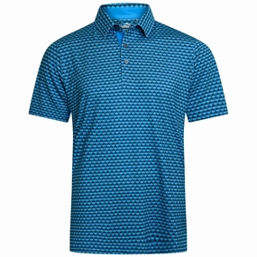 Seasonal Smart Movie Night Puma MATTR Palm Deco Polo Shirt - Aqua Blue/Black