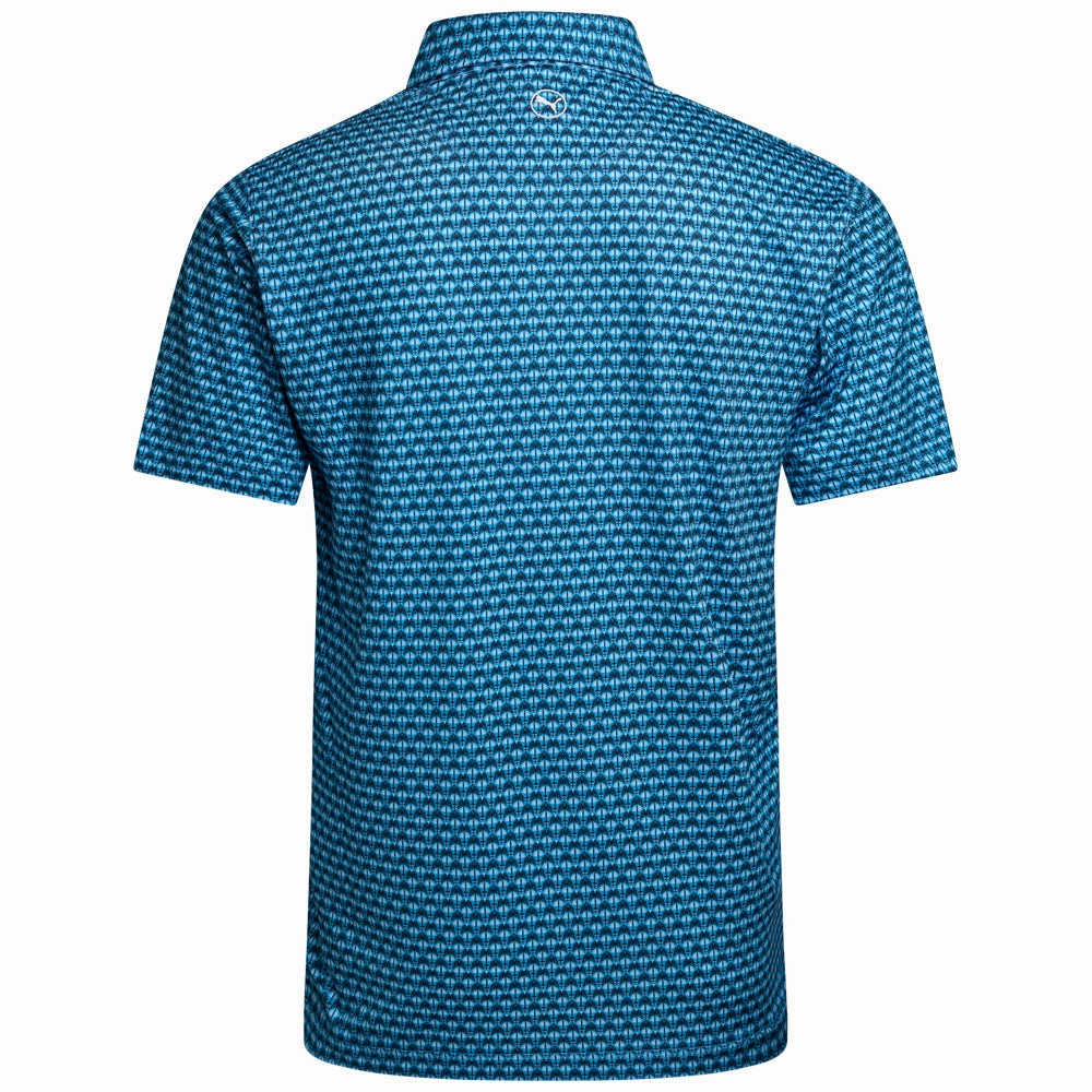 Minimalist purity Eco Friendly Material Puma MATTR Palm Deco Polo Shirt - Aqua Blue/Black
