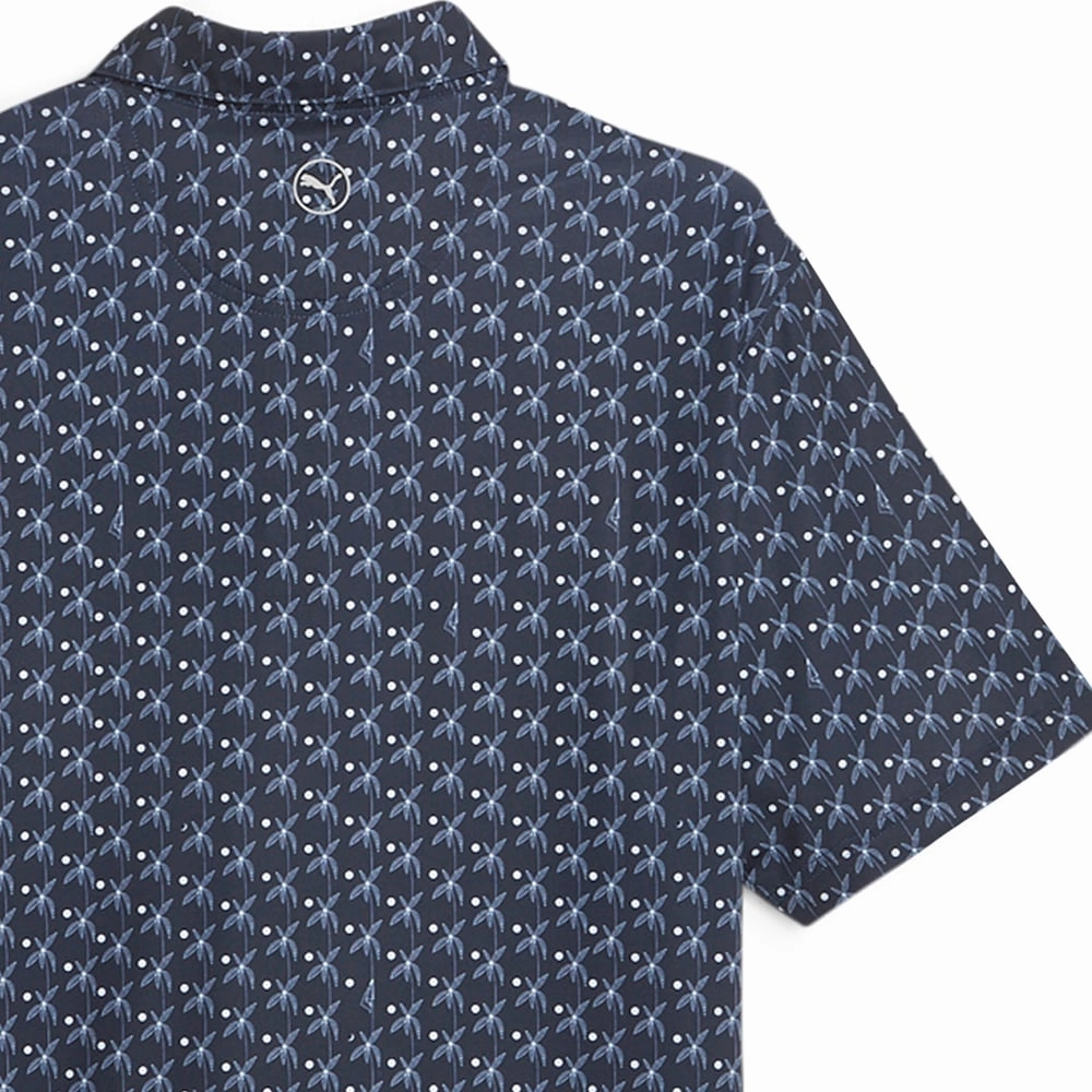 Classic Outfit Style Crew Neck Design Puma MATTR Palms Polo Shirt - Navy Blazer/White Glow