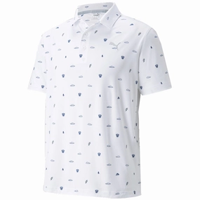 Puma MATTR Pouring Buckets Polo Shirt - Bright White/Bright Cobalt Cozy and Comfortable Fashion Comfort