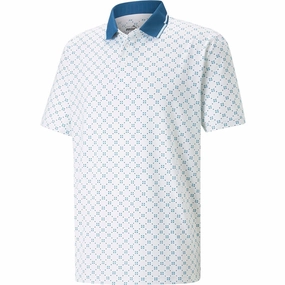 Puma MATTR Rochester Polo Shirt - Bright White/Lake Blue Fashionable Ease