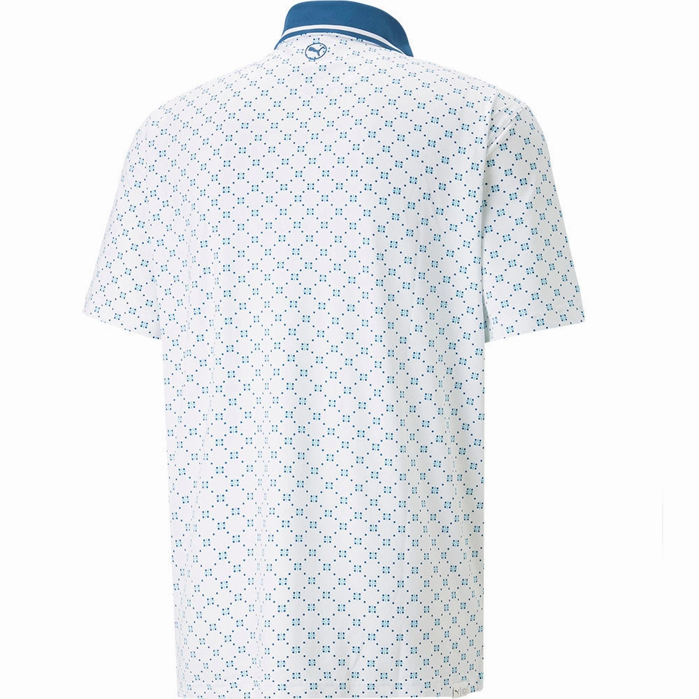 Puma MATTR Rochester Polo Shirt - Bright White/Lake Blue Modern Simplicity ReinforcedHems