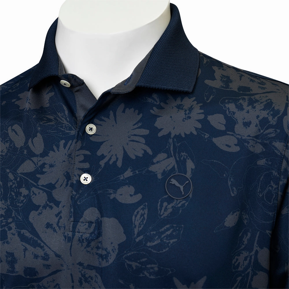 Puma MATTR Rose Polo Shirt - Deep Navy/Strong Gray Reinforced Collar Versatile Layering