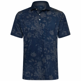 Midweight Knit Modern Casual Puma MATTR Rose Polo Shirt - Deep Navy/Strong Gray