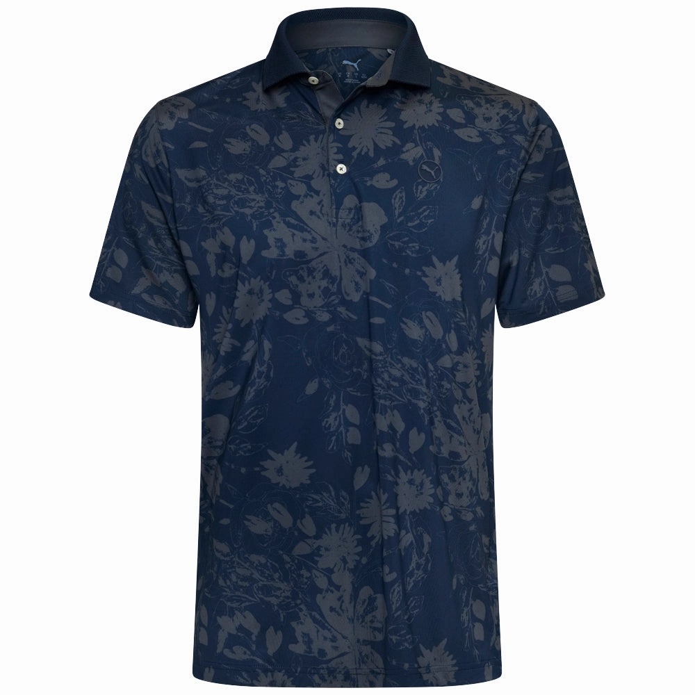 Holiday Style Trend Soft and Cozy Puma MATTR Rose Polo Shirt - Deep Navy/Strong Gray