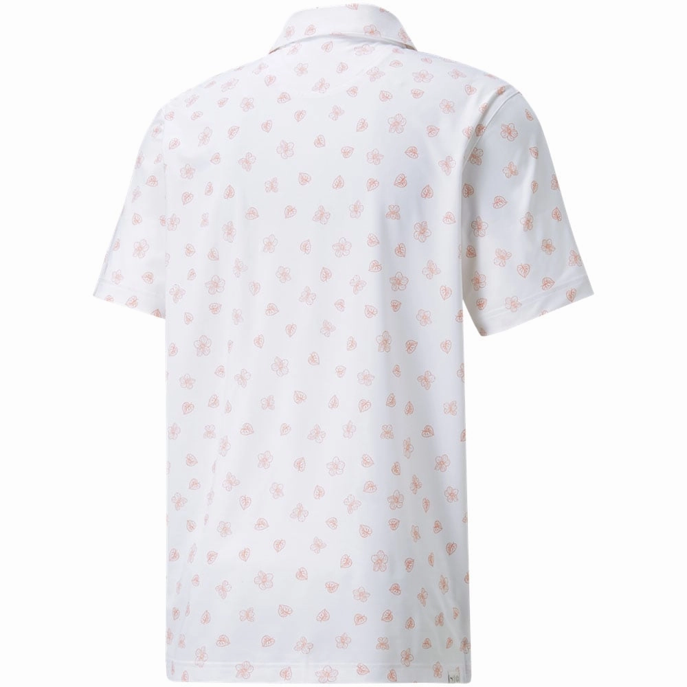Puma MATTR Spring Polo Shirt - Bright White/Hot Coral Thermoregulating Fabric