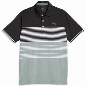 SoftTouchFinish Summer cool Puma MATTR Track Polo Shirt - Puma Black/Eucalyptus Heather