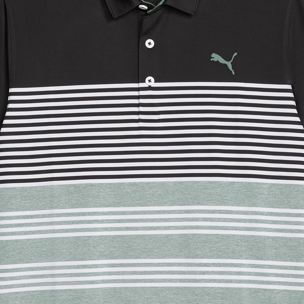 Puma MATTR Track Polo Shirt - Puma Black/Eucalyptus Heather Anti Perspiration Lining