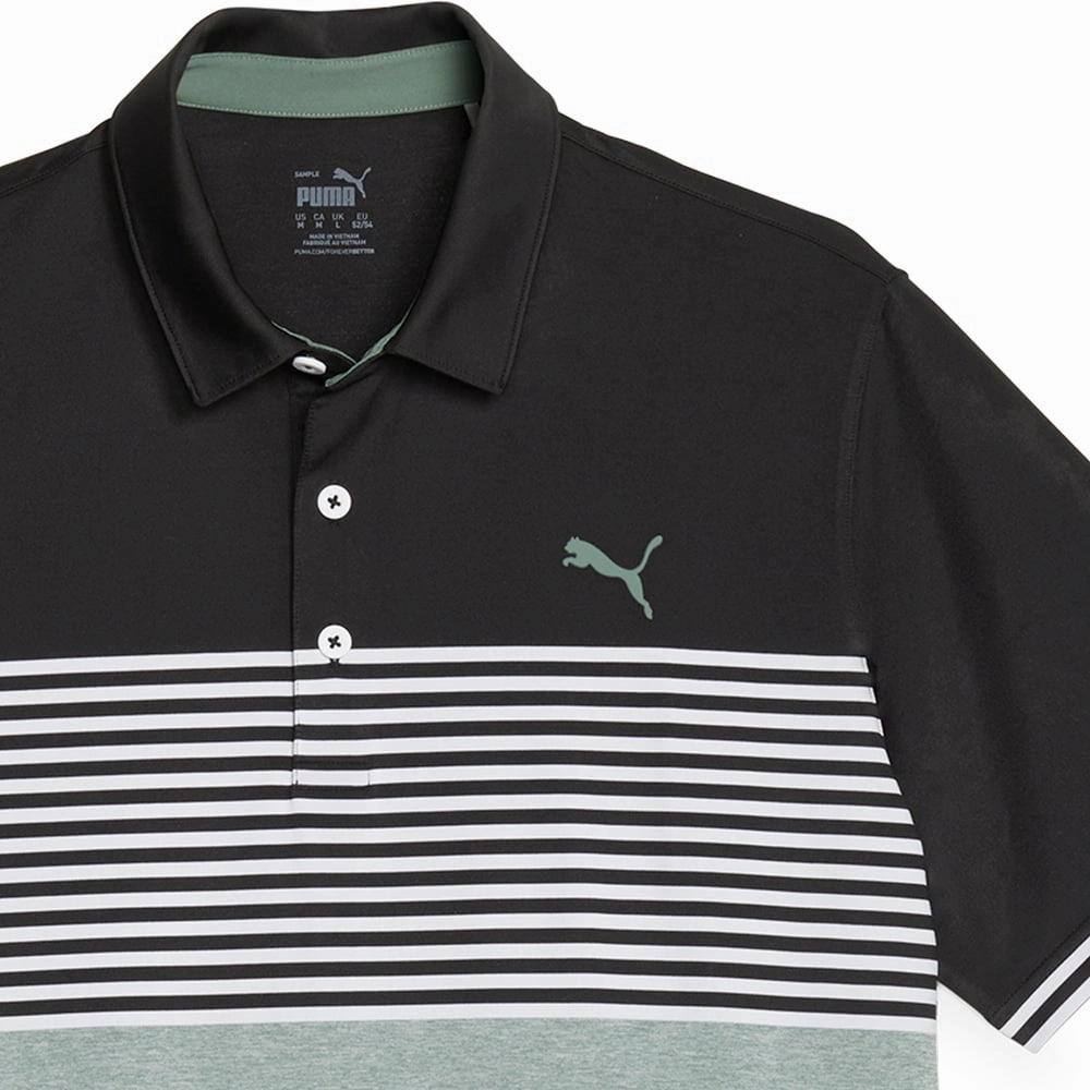 Puma MATTR Track Polo Shirt - Puma Black/Eucalyptus Heather Seamless Edging casual outing