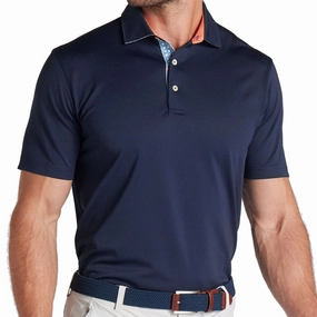 Puma Pique Gingham Solid Polo Shirt - Deep Navy Casual Essential Wear Flexible Neckline