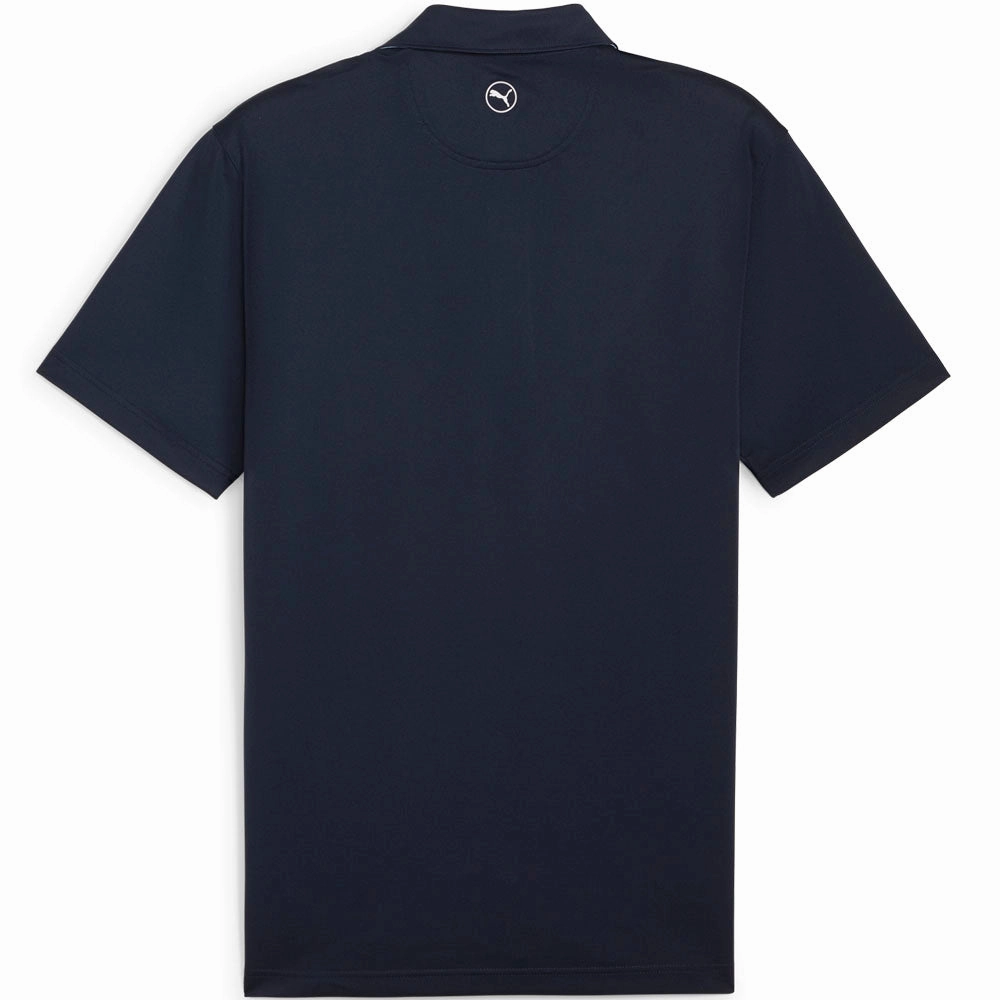 Puma Pique Gingham Solid Polo Shirt - Deep Navy Soft Brushed Finish