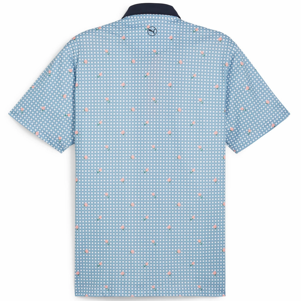 Puma Pique Gingham Solid Polo Shirt - White Glow/Zen Blue Sleep Trendy Tops