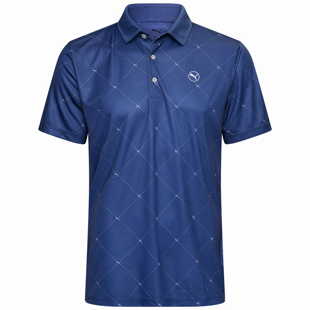 Chic Wear LowImpact Manufacturing Puma Pure 2.0 Argyle Polo Shirt - Blue Crystal/White Glow