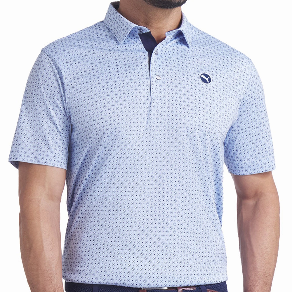 Perfect for Any Outfit Lightweight Material Puma Pure 2.0 Circle Cat Polo Shirt - Haute Tropic/Deep Navy