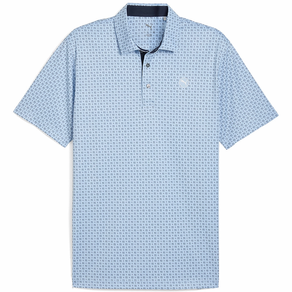 Puma Pure 2.0 Circle Cat Polo Shirt - Haute Tropic/Deep Navy Wrinkle Resistant Cloth Classic Vibes
