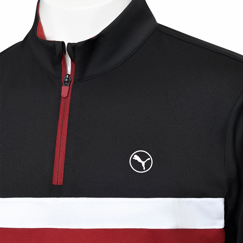 industry standard Washable Puma Pure Colorblock 1/4 Zip Sweater - Puma Black/Intense Red