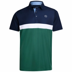 Durable Stitching Puma Pure Colorblock Polo Shirt - Vine/Deep Navy