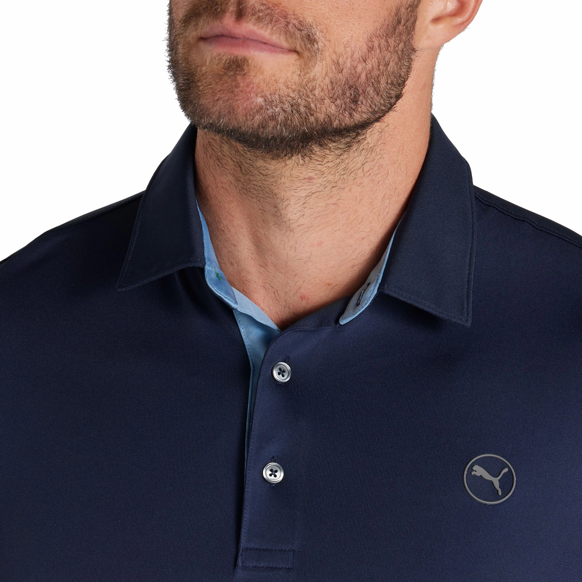 Light and Cozy No Fade Technology Puma Pure Colorblock Polo Shirt - Vine/Deep Navy