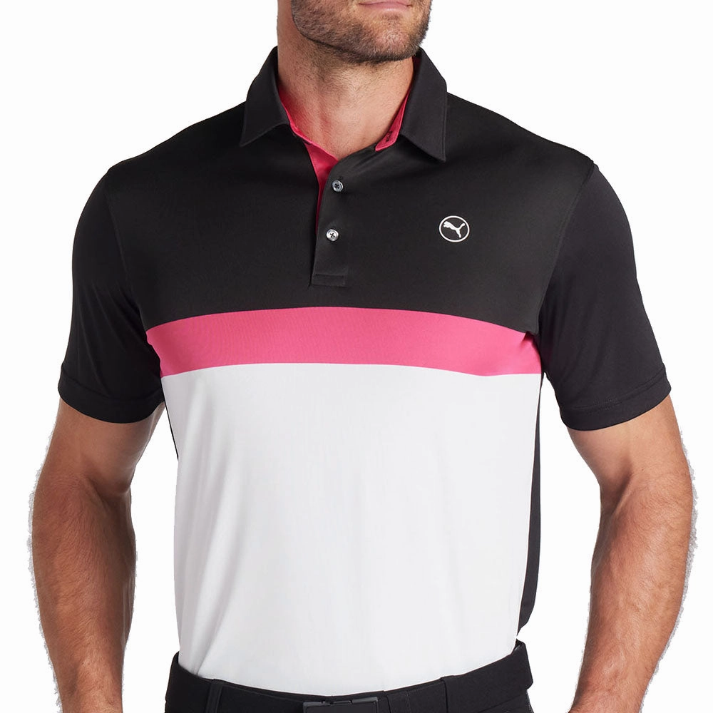 Cozy Layers Soft And Comfortable Puma Pure Colorblock Polo Shirt - White Glow/Black