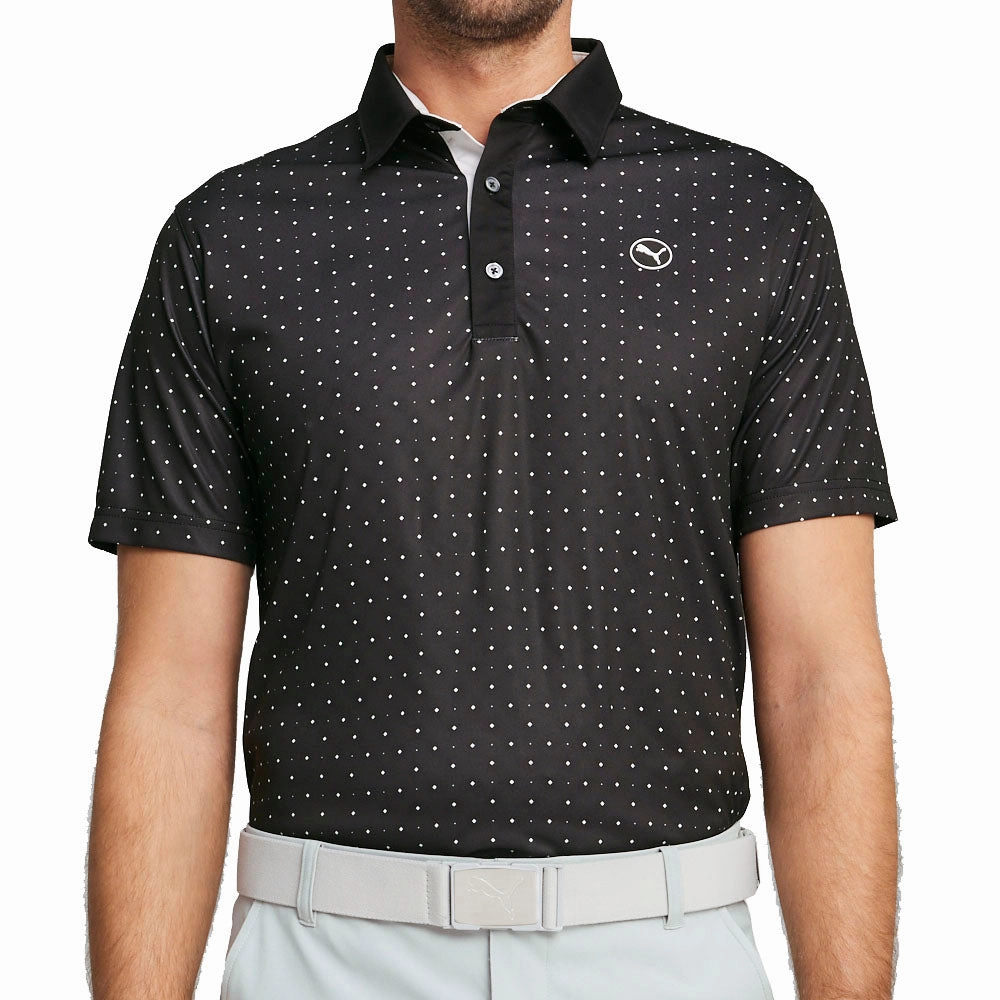 Cozy Look Wear Fashionable Ease Puma Pure Geo Polo Shirt - Black/White Glow
