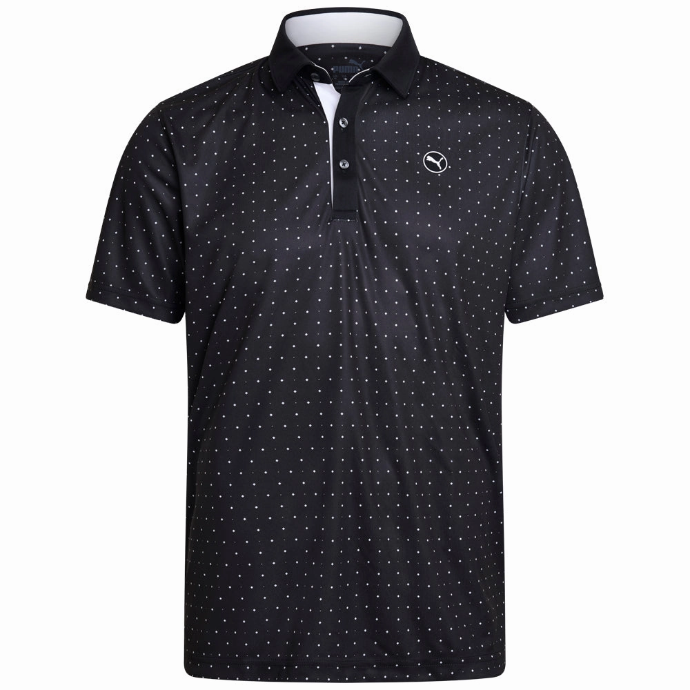All-Season Comfort Wear Puma Pure Geo Polo Shirt - Black/White Glow