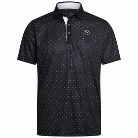 All-Season Comfort Wear Puma Pure Geo Polo Shirt - Black/White Glow