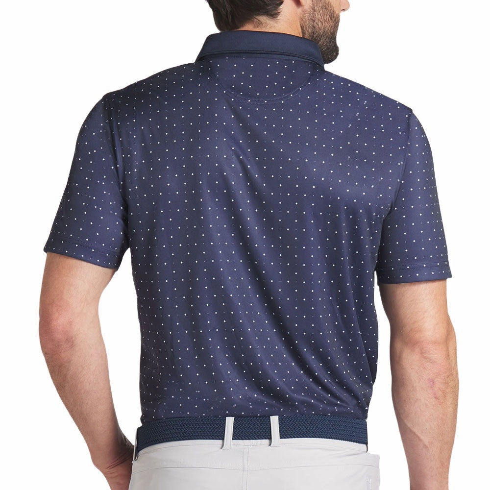 Puma Pure Geo Polo Shirt - Deep Navy/White Glow Distressed Hem Finish Outdoor Comfort