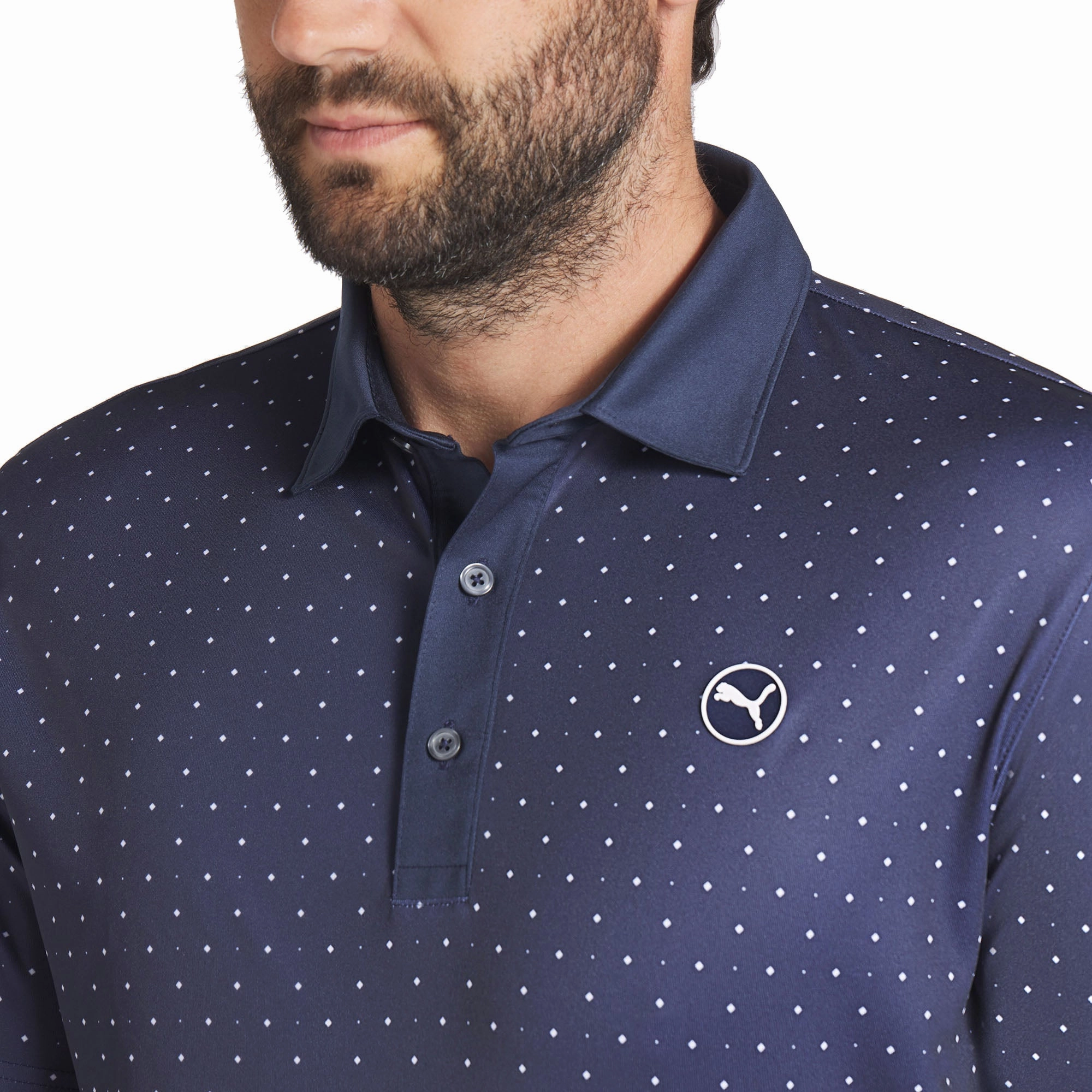 Puma Pure Geo Polo Shirt - Deep Navy/White Glow Fit For All Day