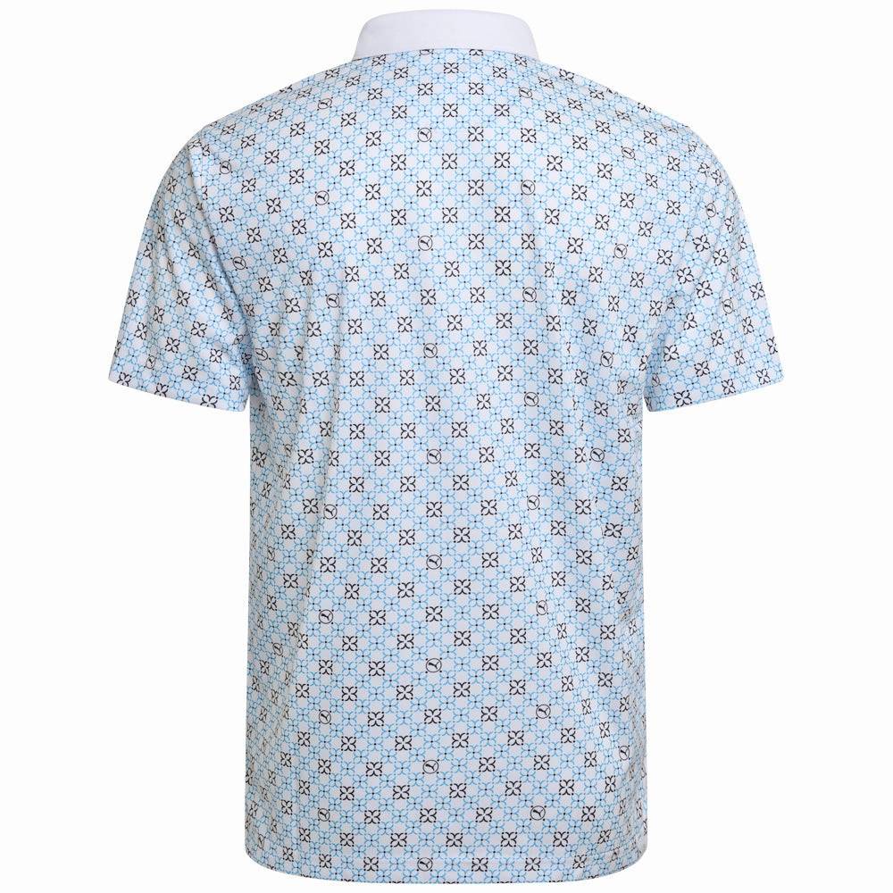 Effortless Style Elegant and Relaxed Puma Pure Monogram Polo Shirt - White Glow/Aqua Blue