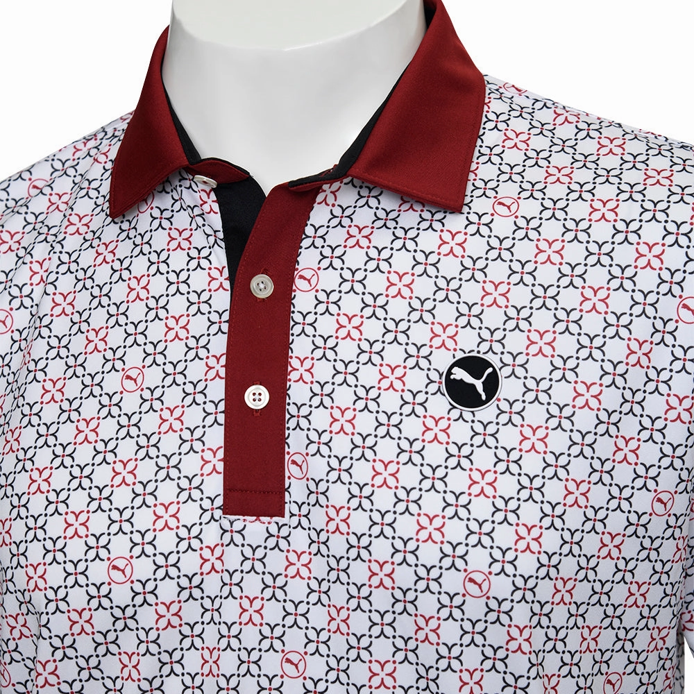 Puma Pure Monogram Polo Shirt - White Glow/Intense Red SeamlessConstruction