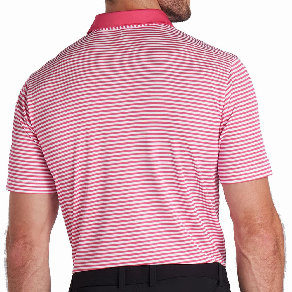 Puma Pure Stripe Polo Shirt - Aqua Blue/Garnet Rose Autumn coziness Stretchable Fabric