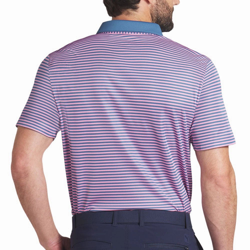 Puma Pure Stripe Polo Shirt - Blue Horizon/Mauved Out Teenager fashion Abstract print