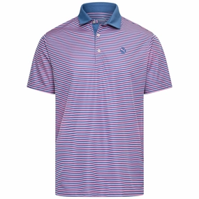 Puma Pure Stripe Polo Shirt - Blue Horizon/Mauved Out Durable Material