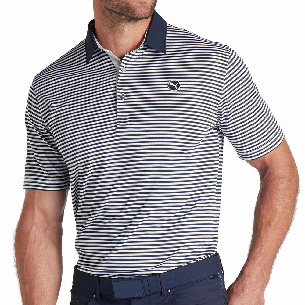 Puma Pure Stripe Polo Shirt - Deep Navy/White Glow Versatile Design Trendy Top