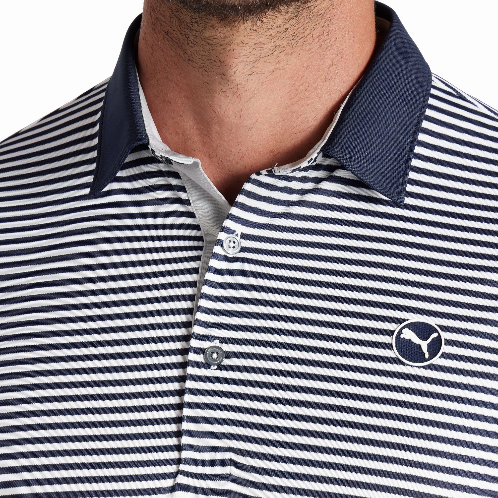 Multi Purpose Wear Airflow Ventilation Puma Pure Stripe Polo Shirt - Deep Navy/White Glow