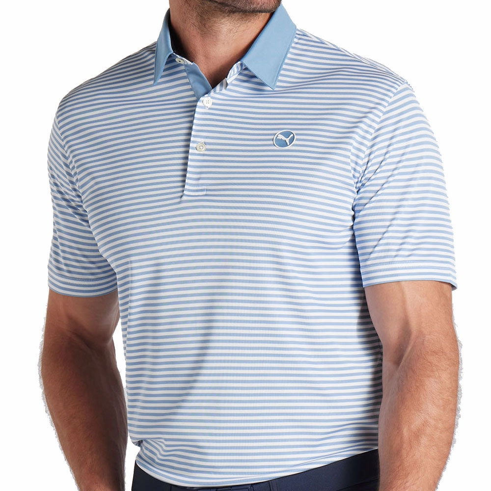 Everyday Look Cozy Layers Puma Pure Stripe Polo Shirt - Zen Blue/White Glow