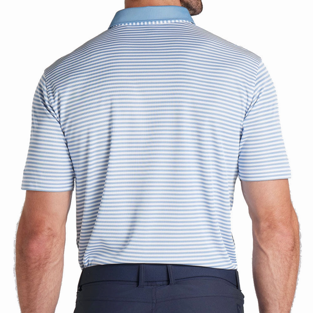 Comfy Comfort Minimalistic Wear Puma Pure Stripe Polo Shirt - Zen Blue/White Glow
