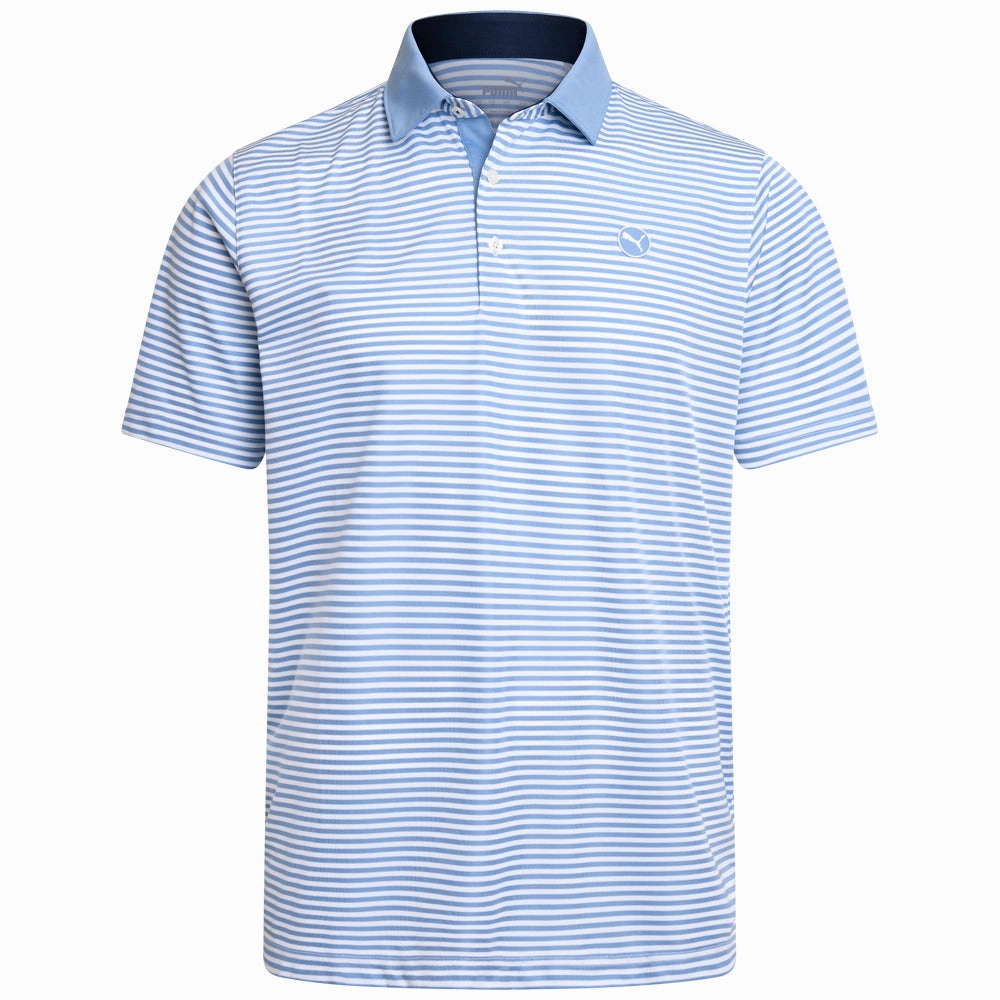 ZeroWaste Production Puma Pure Stripe Polo Shirt - Zen Blue/White Glow