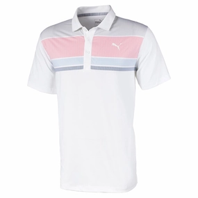FadeResistant Puma Road Map Polo Shirt - Rapture Rose/Blue Bell