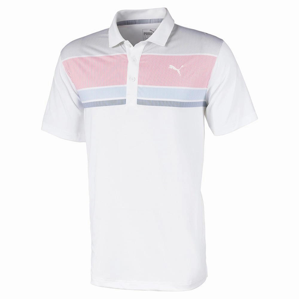 Puma Road Map Polo Shirt - Rapture Rose/Blue Bell Beaded details School spirit