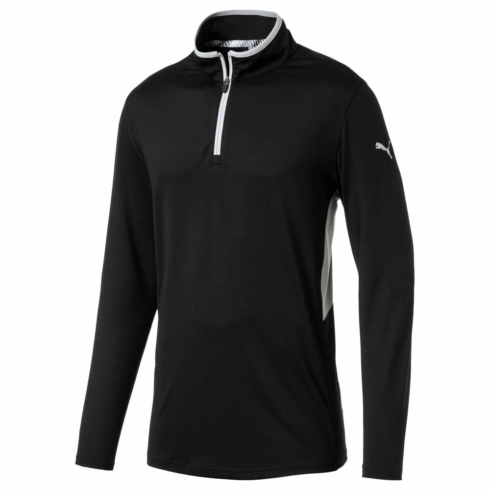 casual party product shiny accents appeal Puma Rotation 1/4 Zip Pullover - Black