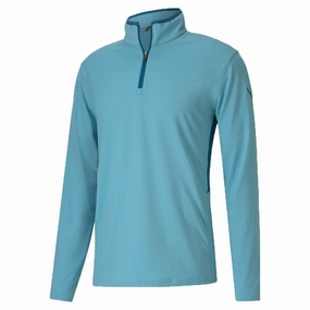 Cotton Blend product festival wear fun Puma Rotation 1/4 Zip Pullover - Milky Blue
