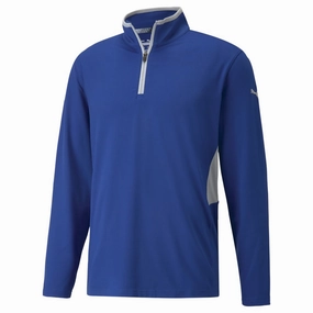 Sporty Design Cozy Outerwear Puma Rotation 1/4 Zip Sweater - Mazarine Blue