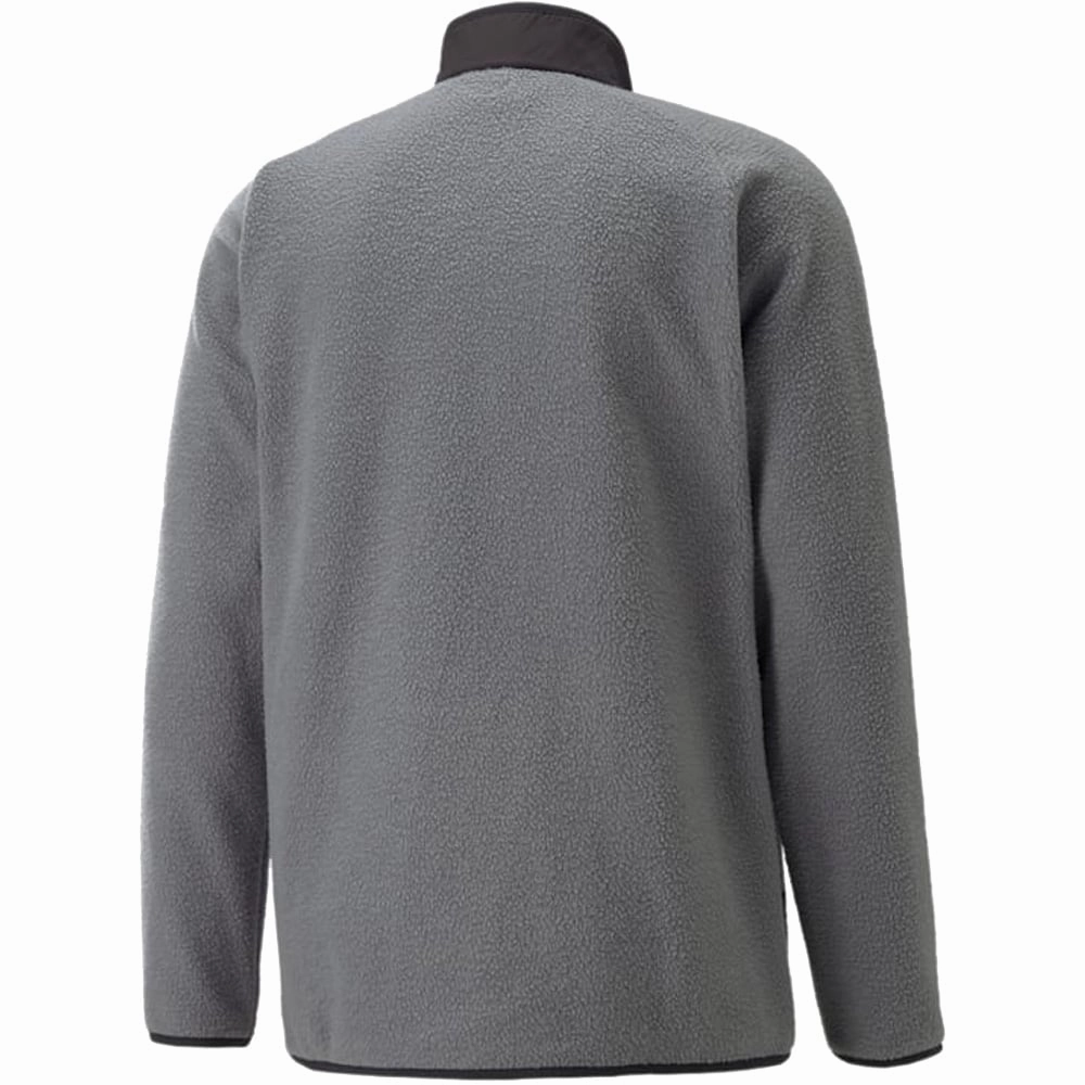 Ribbed Hem Puma Sherpa 1/4 Zip Pullover - Quiet Shade/Black