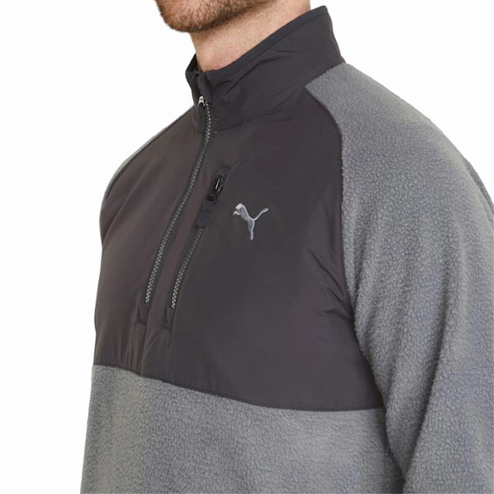 bead accents Chilly Weather Puma Sherpa 1/4 Zip Pullover - Quiet Shade/Black
