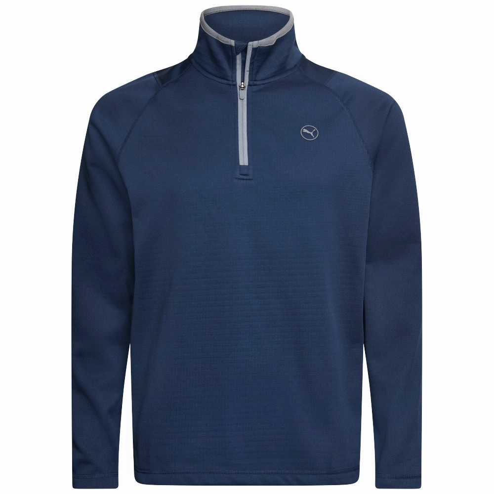 Puma Waffle Fleece 1/4 Zip Sweater - Deep Navy Everyday Outfit product tweed warmth